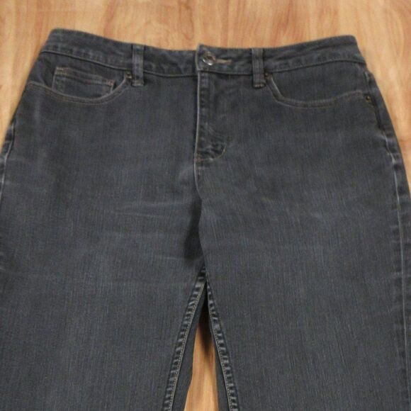 COLDWATER CREEK Classic Waist ShapeMe Straight Leg Jeans Sz 8 PETITE Black Denim - Picture 5 of 16